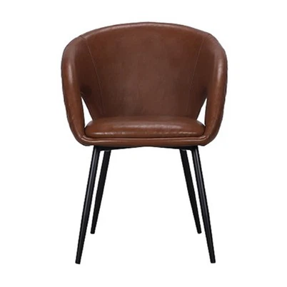 ブラウンレザーカーブバックレストアームチェア